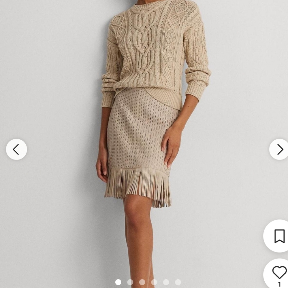 Lauren Ralph Lauren Fringe Trim Woven Pencil Skirt.  Size‎ 12